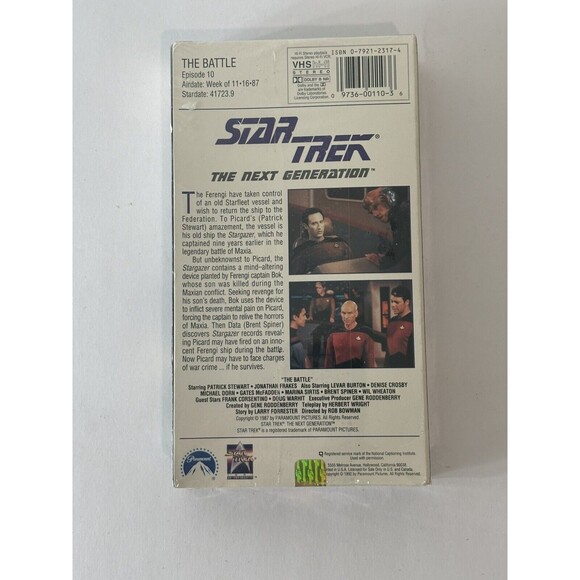 Star Trek: The Next Generation Episode 10 "The Battle" VHS New/Sealed-Watermars! - Picture 2 of 6